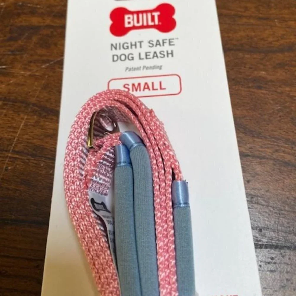 🏆HOST PICK🏆. BUILT Pet Nightsafe Dog Leash Small, Pink and Gray